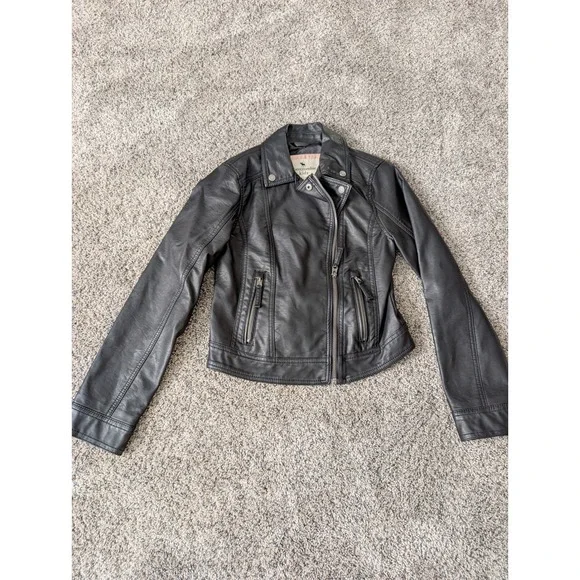 Abercrombie Kids Faux Leather Moto Jacket Black‎ Size 11 12 - Picture 1 of 5